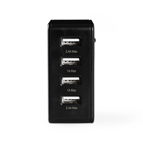 Nedis | Poweradapter | Wandoplader | 4,8 A | 4 uitgangen | USB-A | Zwart
